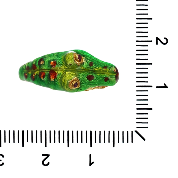 Ring, 18K, Gelbgold, Emaille, Rubin