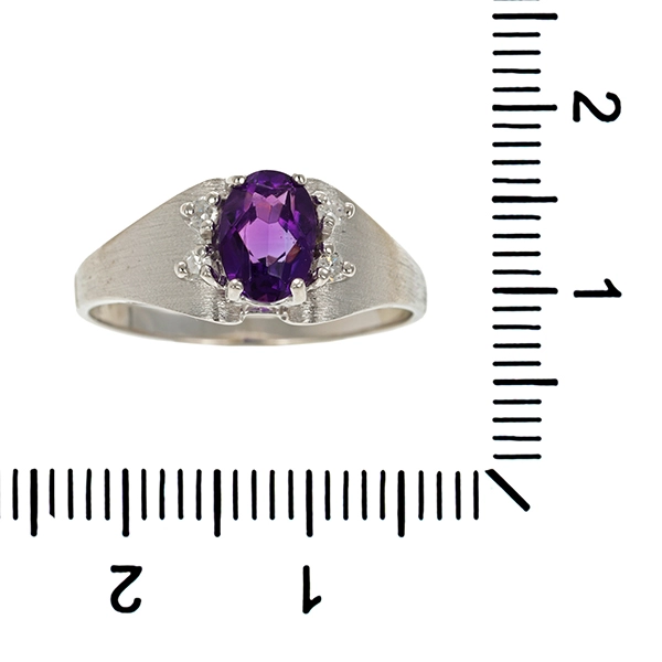 Ring, 14K, Weißgold, Amethyst, Diamant