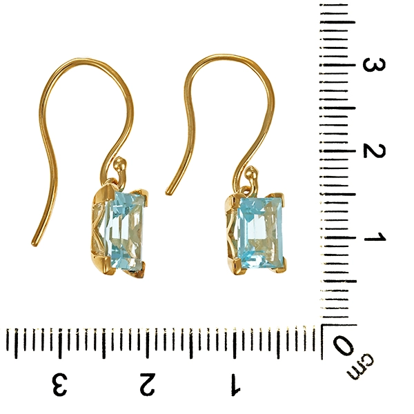 Ohrhänger, 8K, Gelbgold, Topas blau