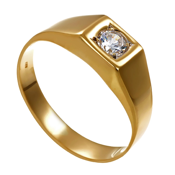 Herrenring, 8K, Gelbgold, Zirkonia, U62