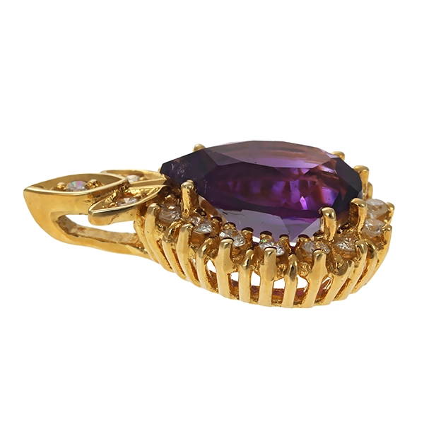Anhänger, 14K, Gelbgold, Amethyst, Brillant