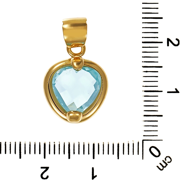 Anhänger, 18K, Gelbgold, Topas blau, Herz