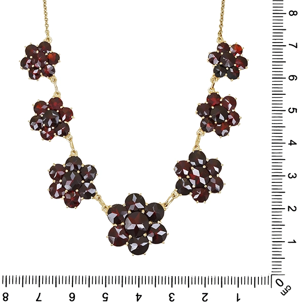 Collier, 8K, Gelbgold, Granat