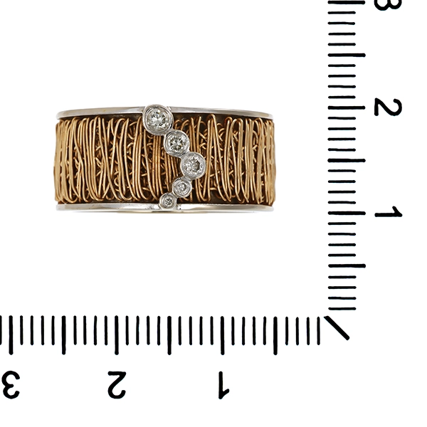 Brillantring, 14K, Gelb-/Weißgold, 5 Brillanten