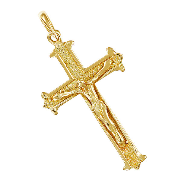 Anhänger, 14K, Gelbgold, Kruzifix, Kreuz