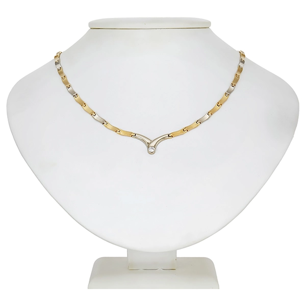 Collier, 14K, Gelb-/Weißgold, Zirkonia