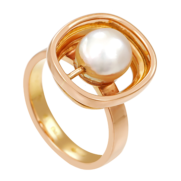 Ring, 18K, Gelbgold, Perle
