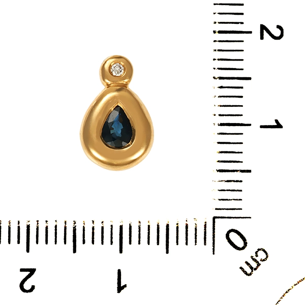 Anhänger, 14K, Gelbgold, Brillant, Saphir