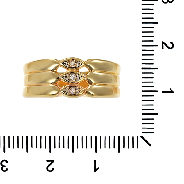 Ring, 8K, Gelb-/Weißgold, Diamanten