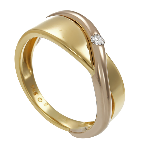 Brillantring, 14K, Gelb-/Weißgold