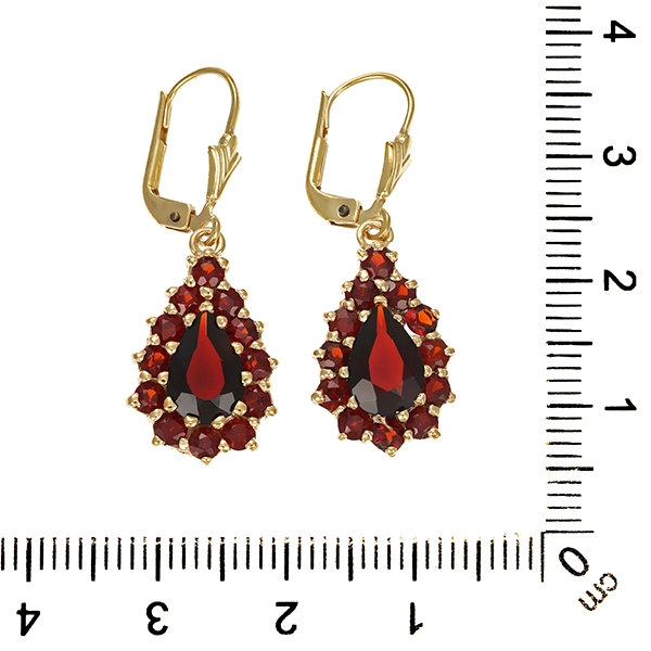 Ohrhänger, 8K, Gelbgold, Granat
