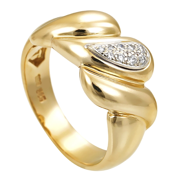 Diamantring, 14K, Gelbgold, Brillanten