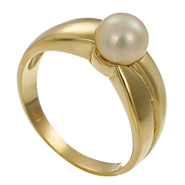Ring, 14K, Gelbgold, Zuchtperle