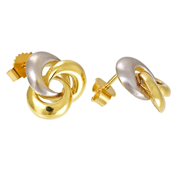 Ohrstecker, 14k, Gelbgold/Weißgold, Knoten