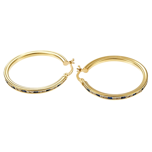 Creolen, 14K, Gelbgold, Schmuckstein, Zirkonia