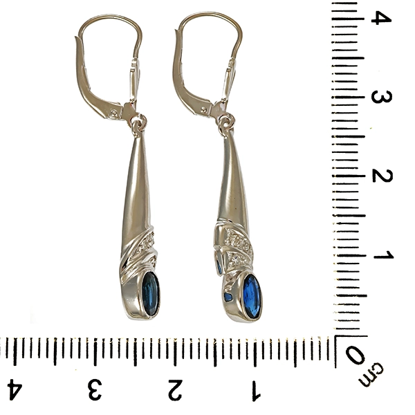 Ohrhänger, 14K, Weißgold, Diamant, Saphir