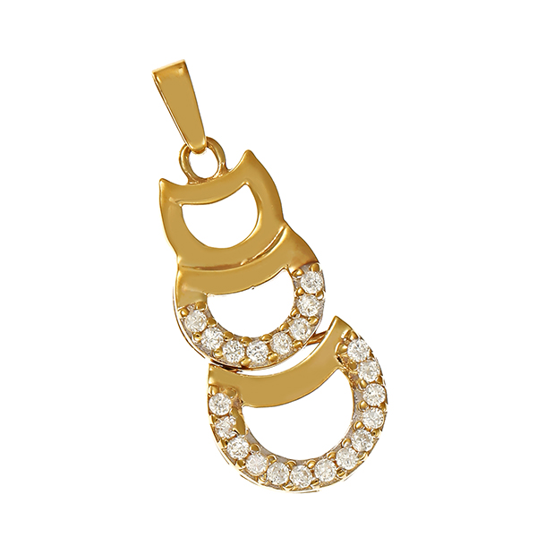 Anhänger, 8K, Gelbgold, Zirkonia