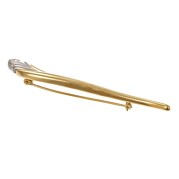 Brosche, 14K, Gelb-/Weißgold, Brillant 0,11 ct