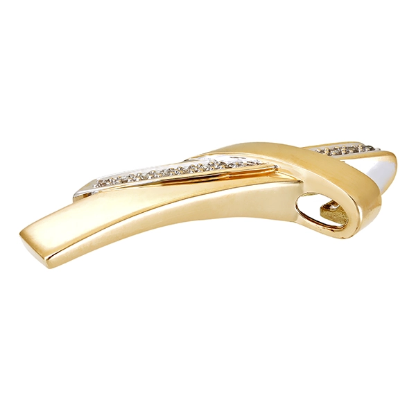 Anhänger, 14K, Gelb-/Weißgold, Brillanten