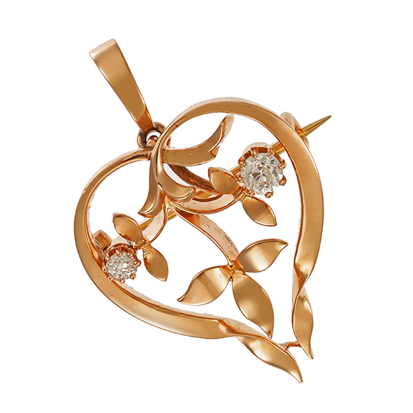 Anhänger, 14K, Rotgold, Diamanten