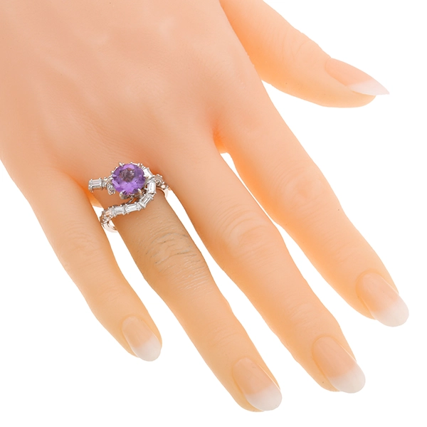 Ring, Platin, Amethyst, Diamanten