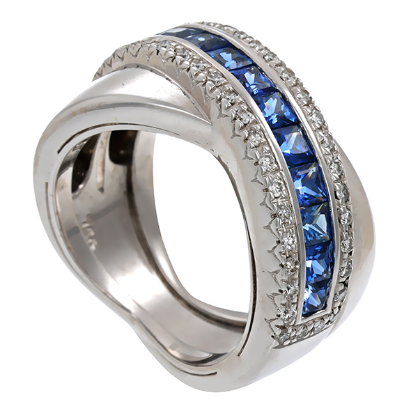 Ring, 18K, Weißgold, Brillant, Saphir