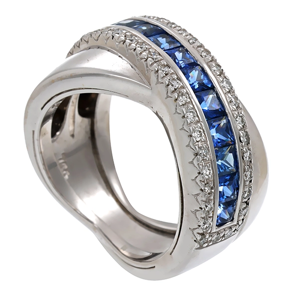Ring, 18K, Weißgold, Brillant, Saphir