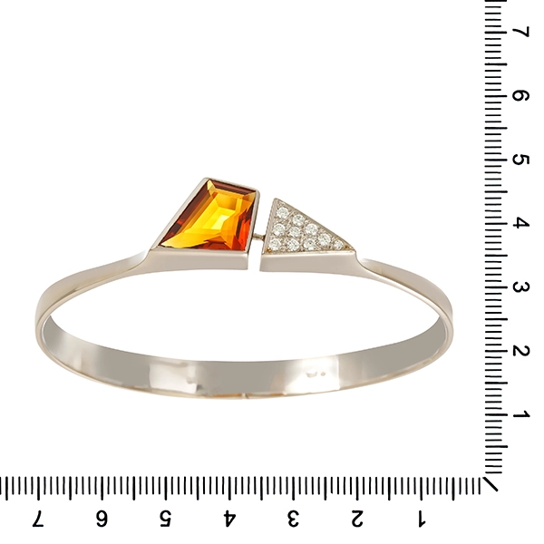 Armreif, 18K, Weißgold, Brillanten, Citrin