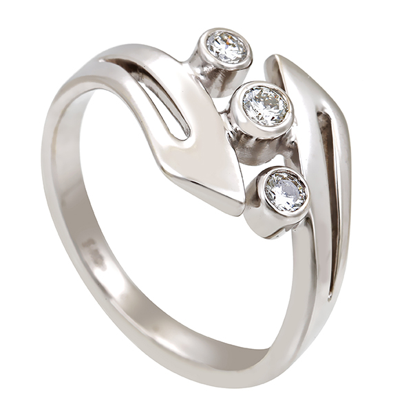 Diamantring, 14K, Weißgold, Brillanten 0,12 ct