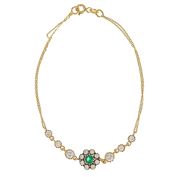 Armband, 14K, Gelbgold, Schmuckstein, Zirkonia