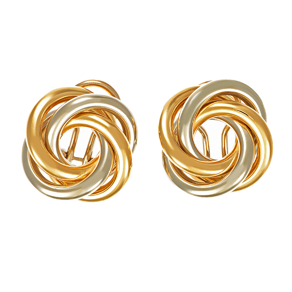 Clip-Stecker, 18K, Gelb-/Weißgold, Knoten