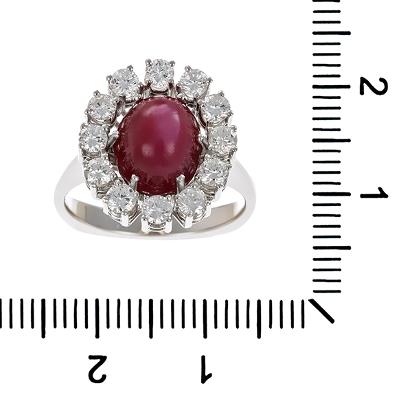 Ring, 14K, Weißgold, Rubin, Brillanten