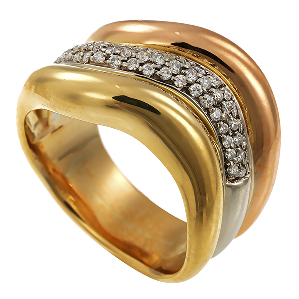 Diamantring, 18K, Rot-/Weiß-/Gelbgold, Brillanten