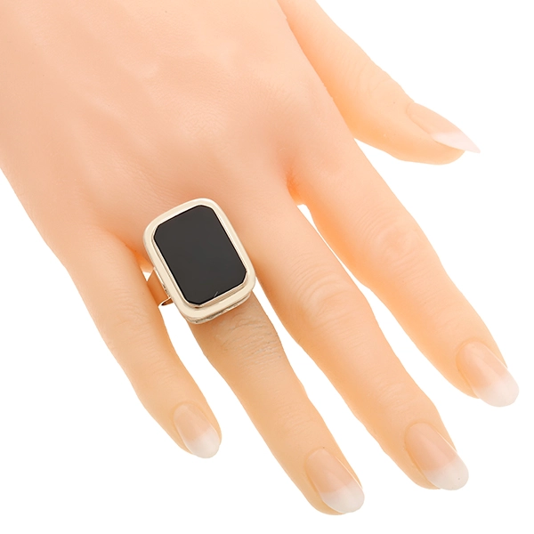 Herrenring, 8K, Gelbgold, Onyx