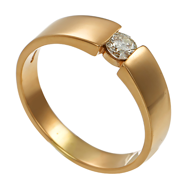 Ring, 14K, Gelbgold, Brillant, Christ, 0,20ct