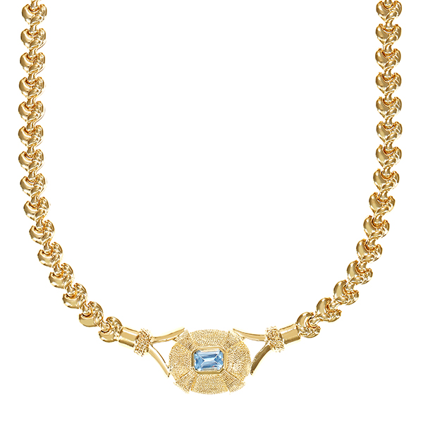 Collier, 14K, Gelbgold, synth. Spinell