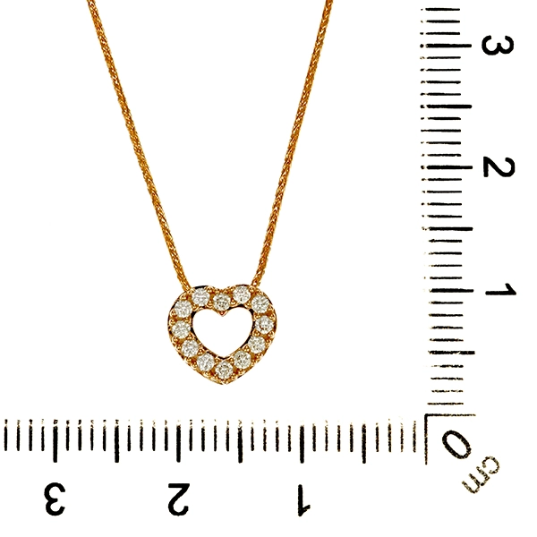 Collier, 14K, Gelbgold, Brillanten, Herz