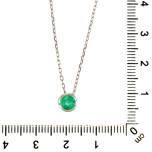 Collier, 14K, Weißgold, Smaragd