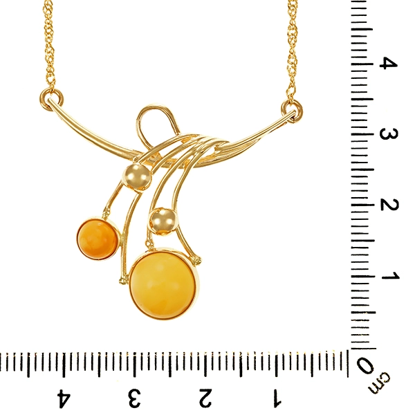 Collier, 14K, Gelbgold, Bernstein