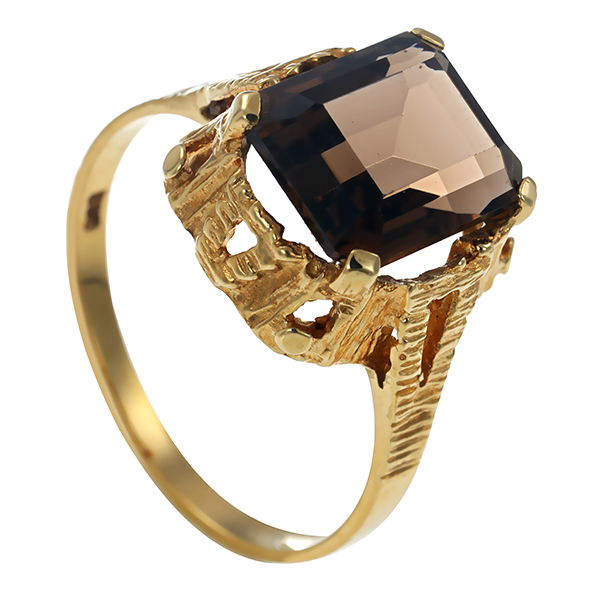 Ring, 14K, Gelbgold, Rauchquarz