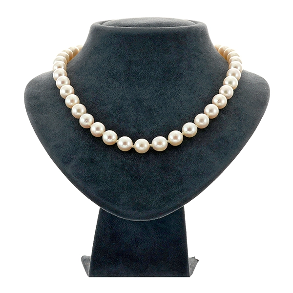 Perlenkette, 14K, Weißgold, Rubine