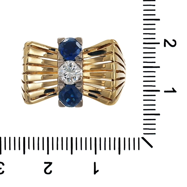 Ring, 14K, Gelbgold, Brillant, Saphire