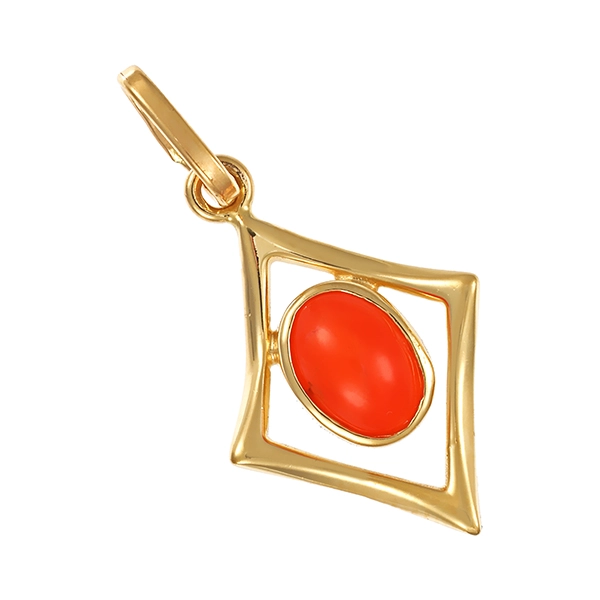 Anhänger, 14K, Gelbgold, Koralle