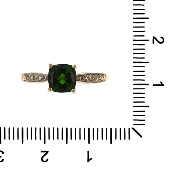 Ring, 9K, Gelb-/Weißgold, Chromdiopsid