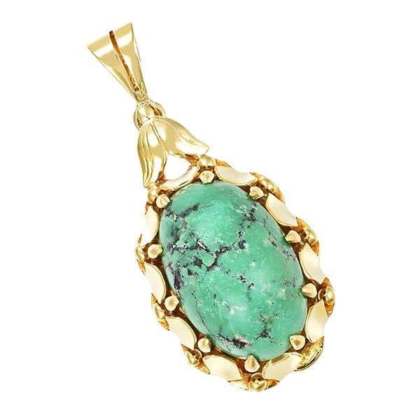 Anhänger, 14K, Gelbgold, Türkis