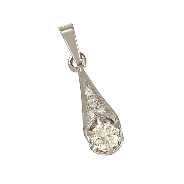 Anhänger, 14K, Weißgold, Diamanten, Brillant, Diamanten
