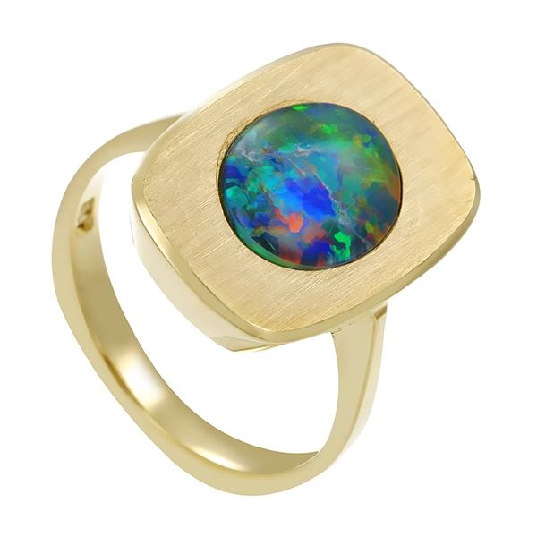 Ring, 14K, Gelbgold, synthetischer Opal