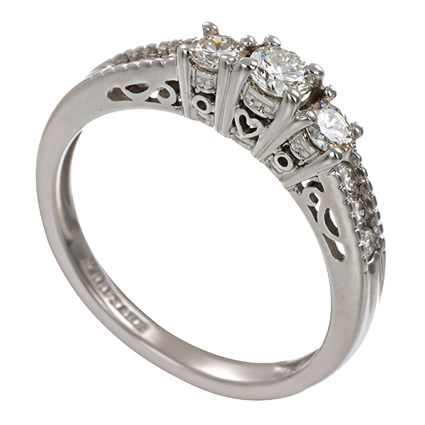 Brillantring, 14K, Weißgold, 9 Brillanten