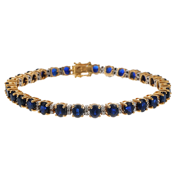 Armband, 14K, Gelb-/Weißgold, Brillanten, Saphire