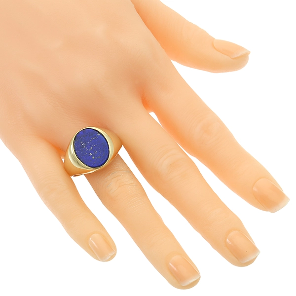 Herrenring, 14K, Gelbgold, Lapis